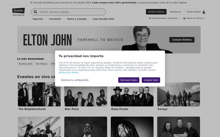 Screenshot of stubhub.mx