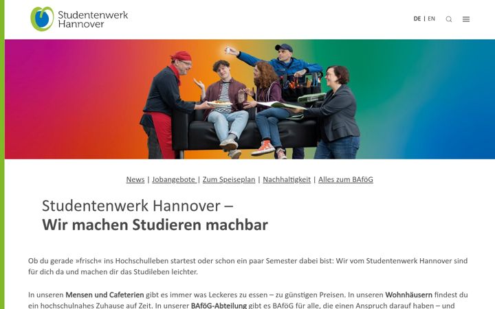 Zrzut ekranu studentenwerk-hannover.de