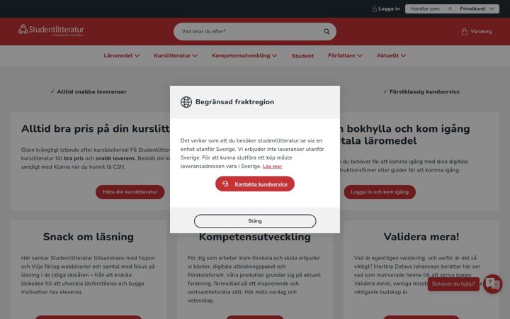 Screenshot of studentlitteratur.se