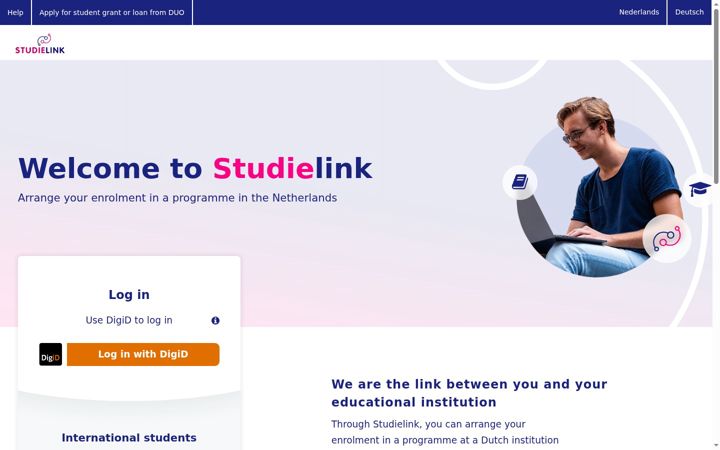 Ekrano kopija studielink.nl