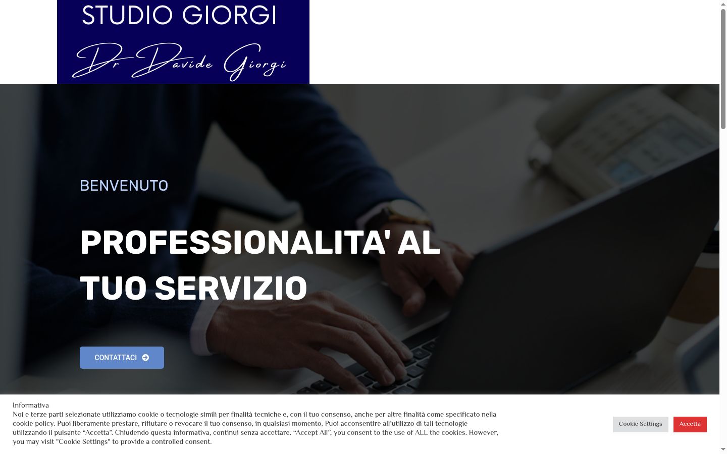 Screenshot del banner di consenso mostrato prima di qualsiasi interazione