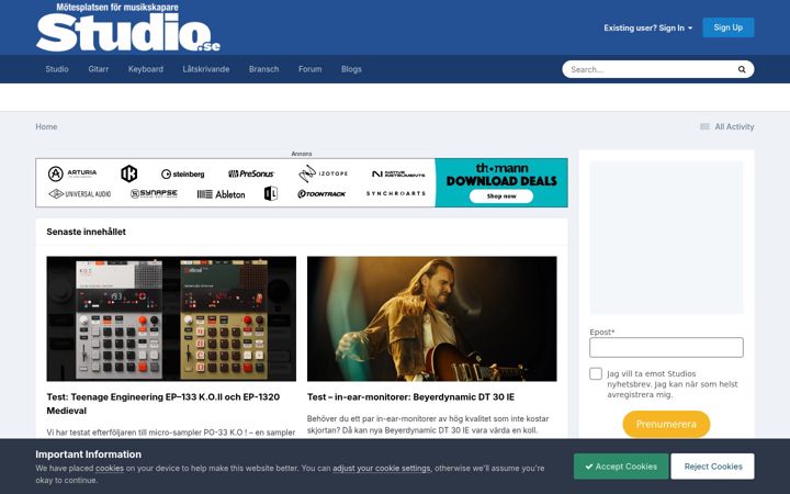Screenshot of studio.se