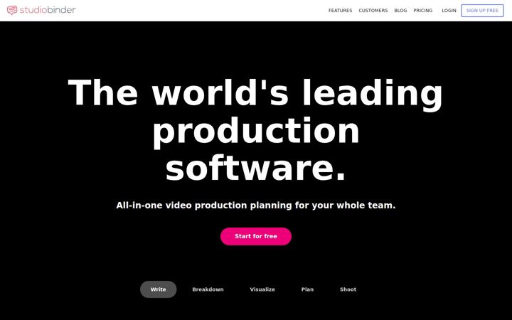 Kuvakaappaus sivustosta studiobinder.com