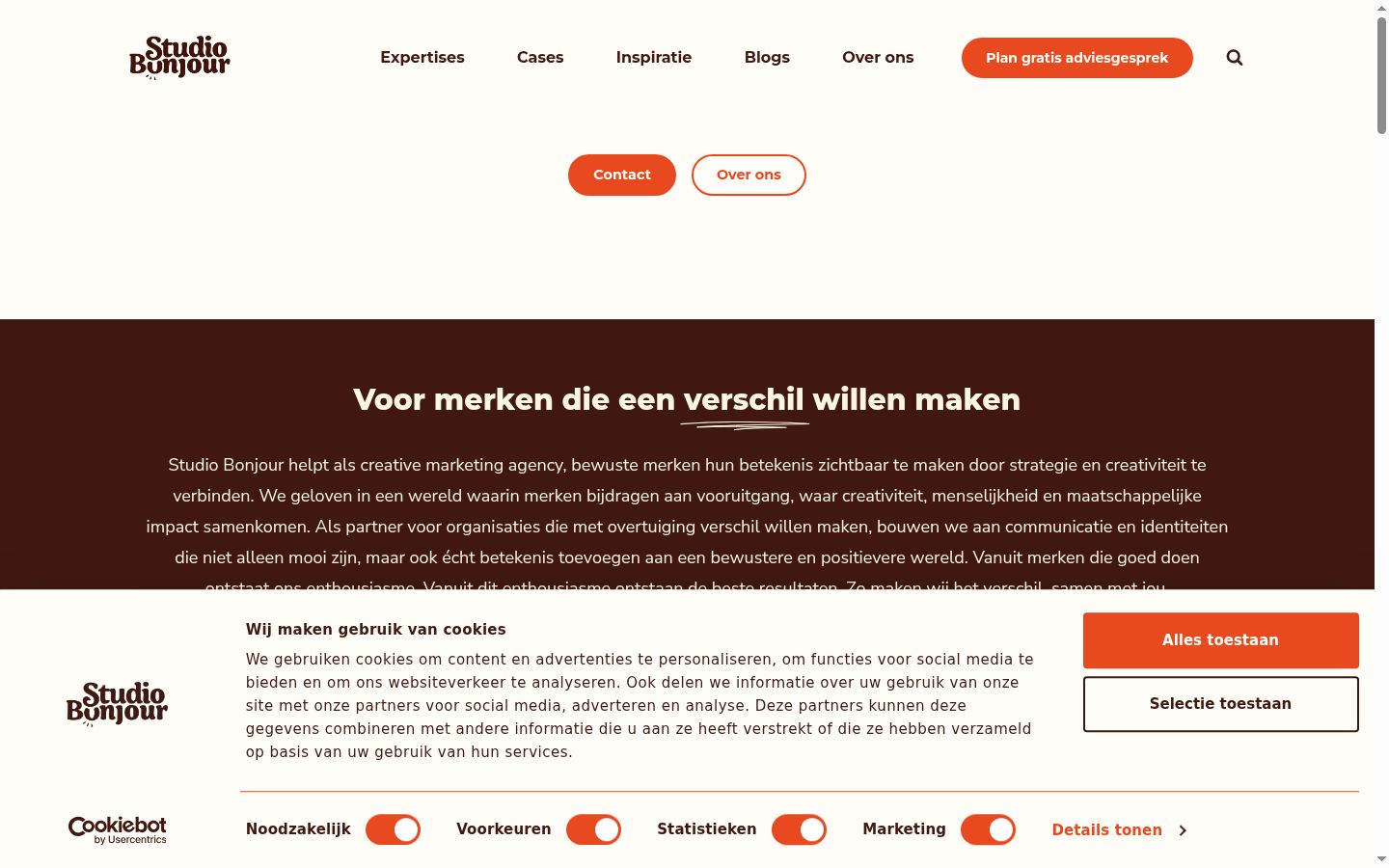 Screenshot del banner di consenso mostrato prima di qualsiasi interazione