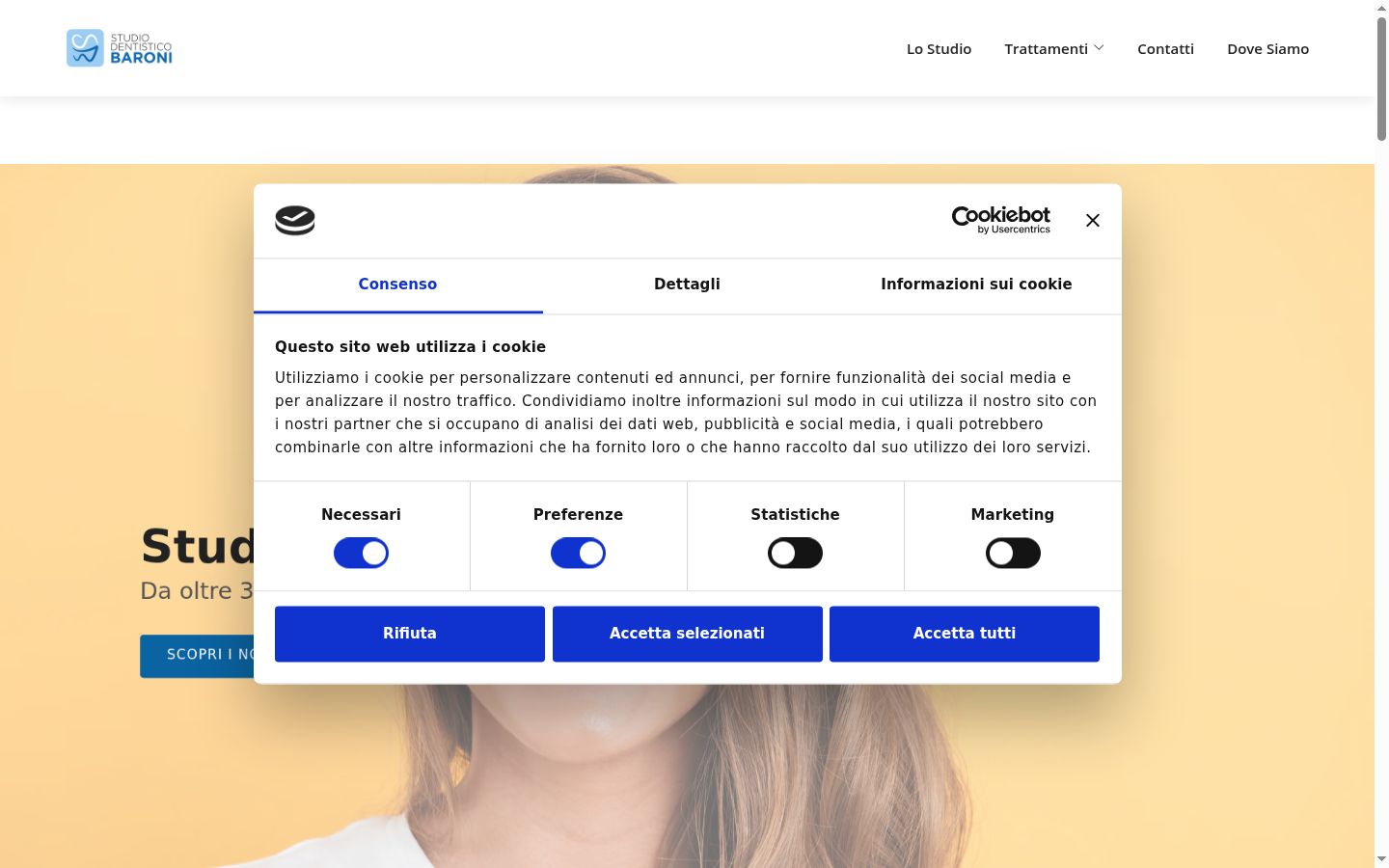 Snímek obrazovky baneru souhlasu zobrazeného před jakoukoli interakcí