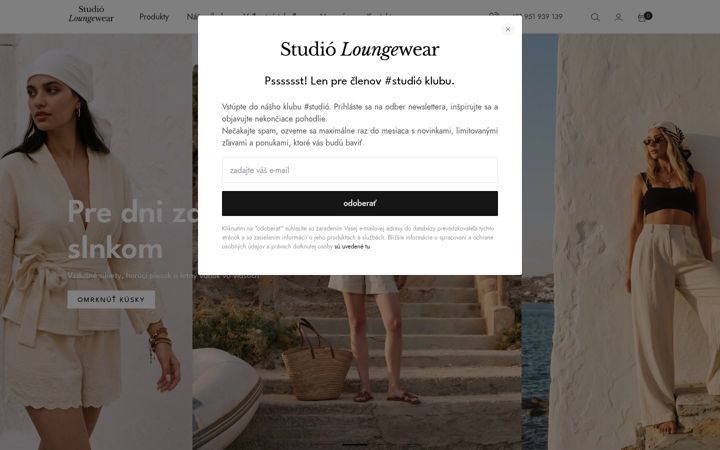 Screenshot of studioloungewear.sk