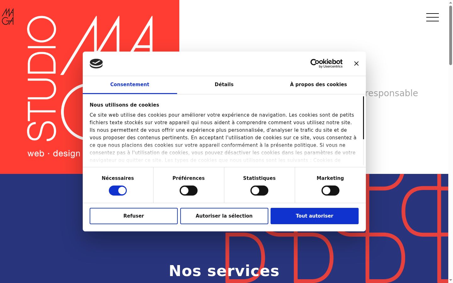 Captura de pantalla del banner de consentimiento mostrado antes de cualquier interacción