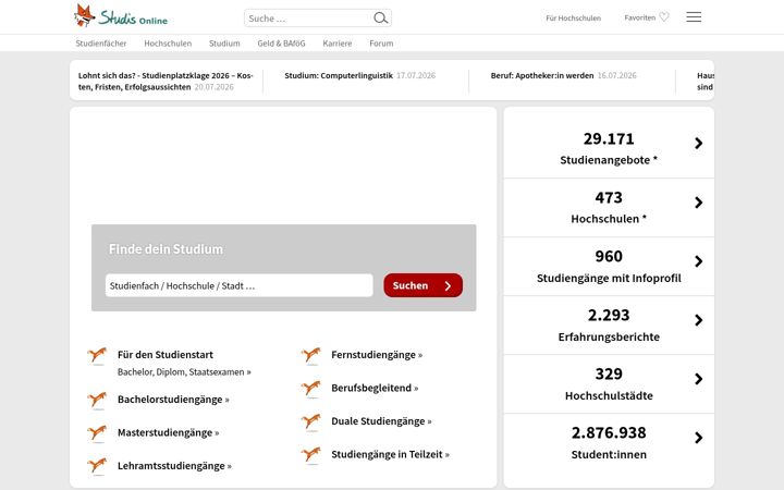 Screenshot of studis-online.de