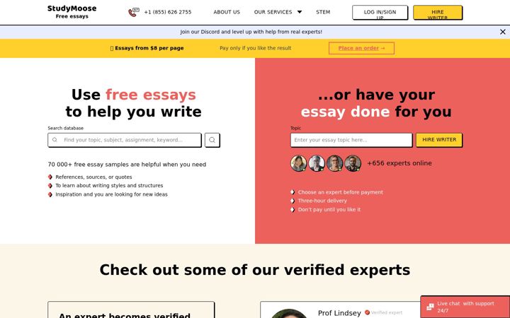 Screenshot of studymoose.com