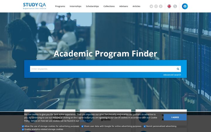 Screenshot of studyqa.com