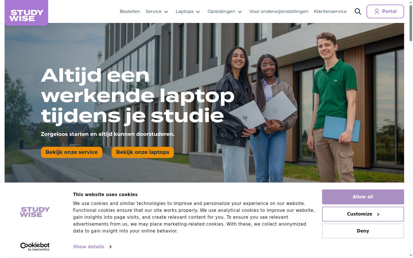 Screenshot van de toestemmingsbanner zoals getoond vóór enige interactie
