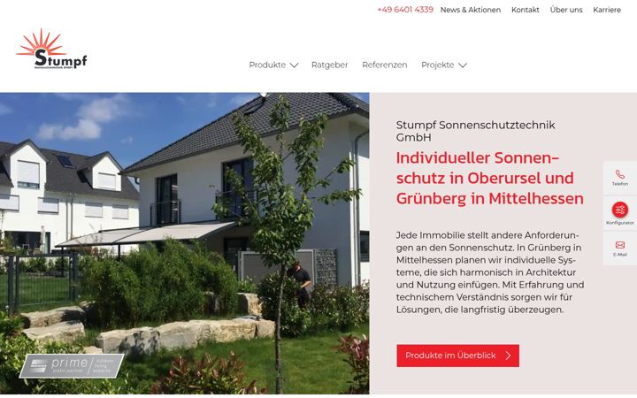 Kuvakaappaus sivustosta stumpf-sonnenschutz.de