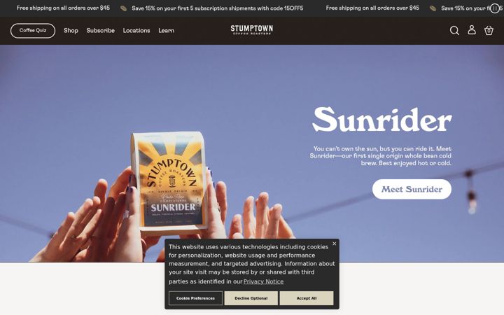 Screenshot of stumptowncoffee.com