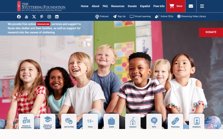 Screenshot of stutteringhelp.org
