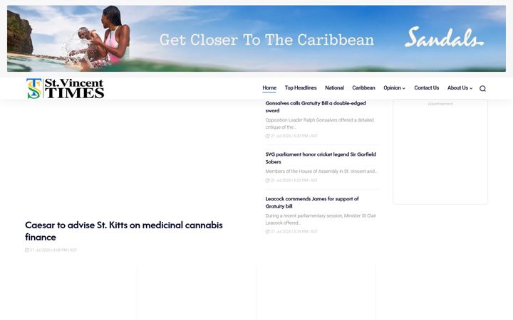 Screenshot of stvincenttimes.com