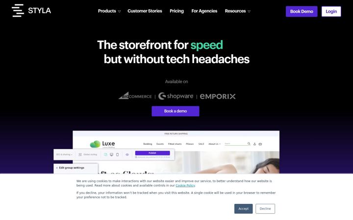 Screenshot of styla.com