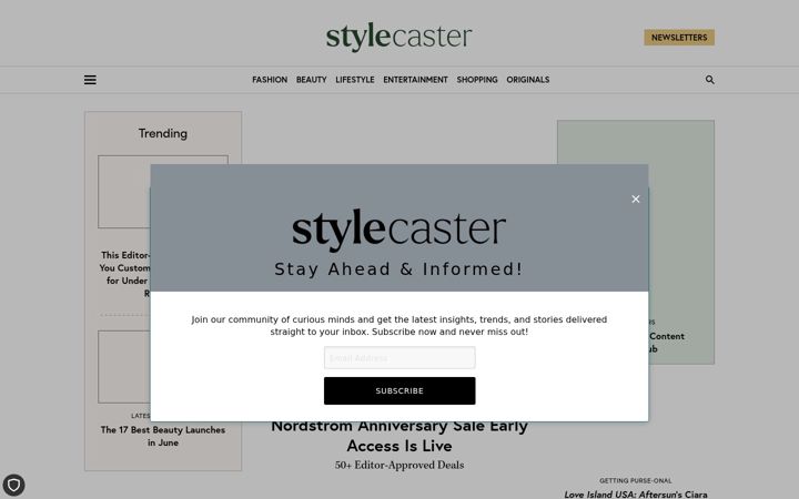 Skärmbild av stylecaster.com