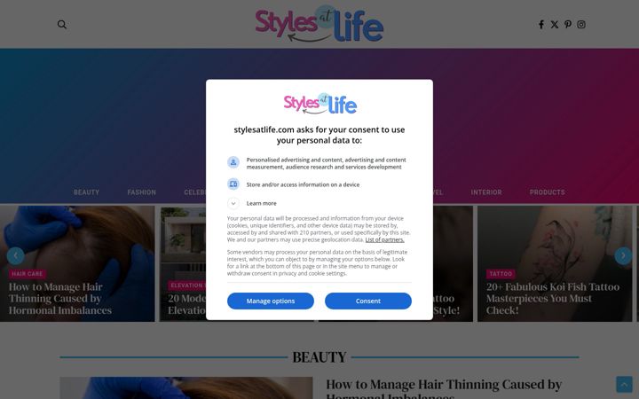 Screenshot of stylesatlife.com