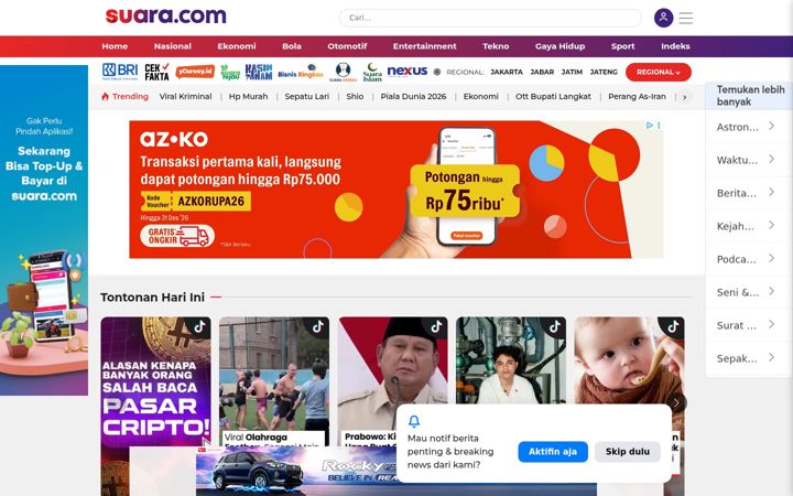 Posnetek zaslona suara.com