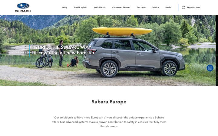 Screenshot of subaru.eu