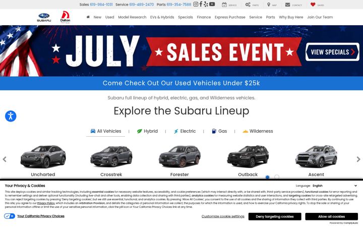 Screenshot ta' subarudalton.com