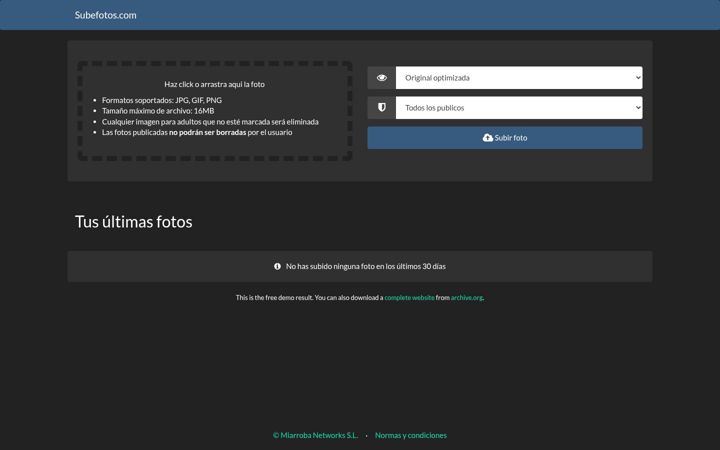 Screenshot of subefotos.com