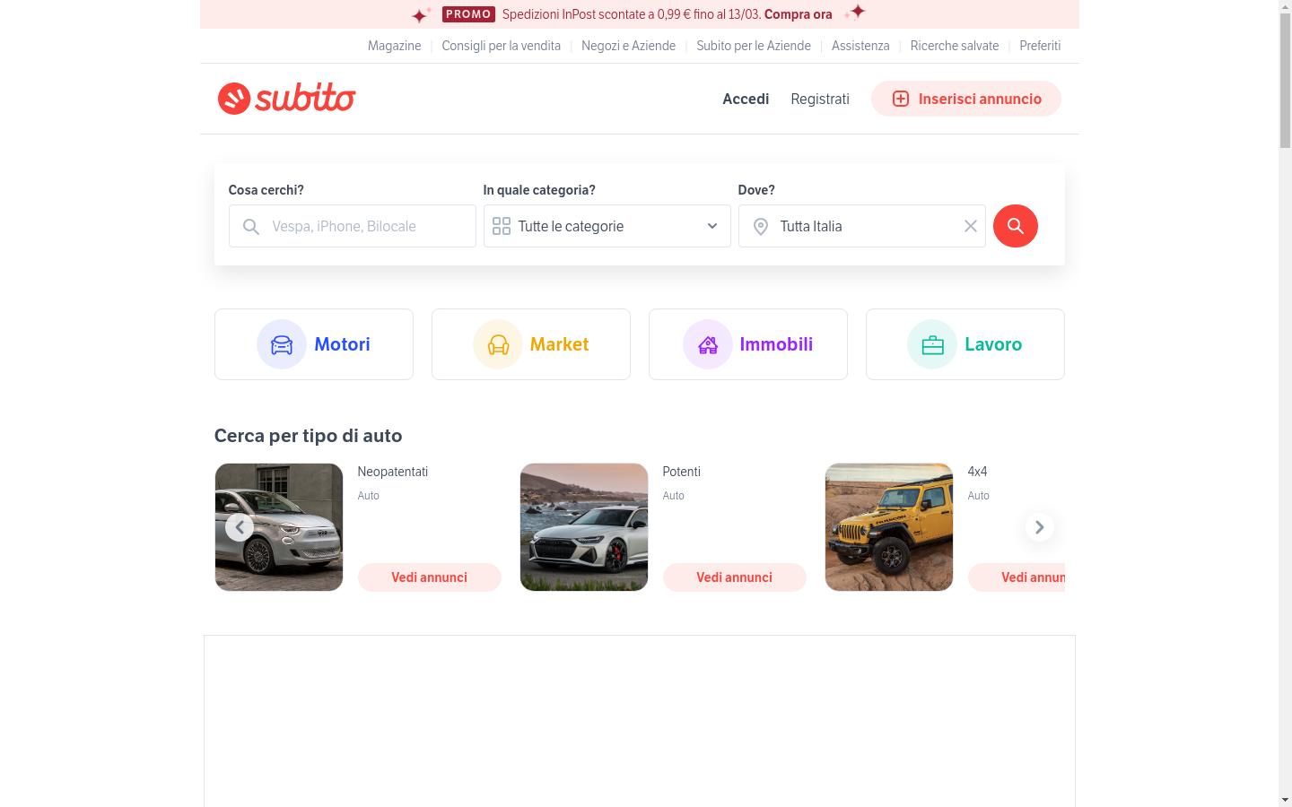 Screenshot of subito.it