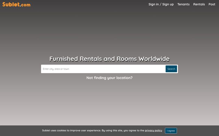 Screenshot of sublet.com