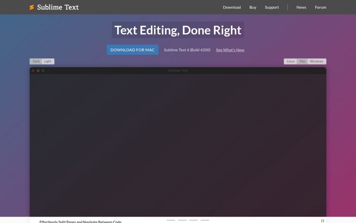 Ekrano kopija sublimetext.com