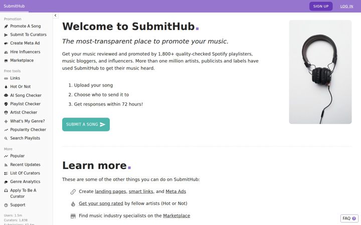 Screenshot stránky submithub.com