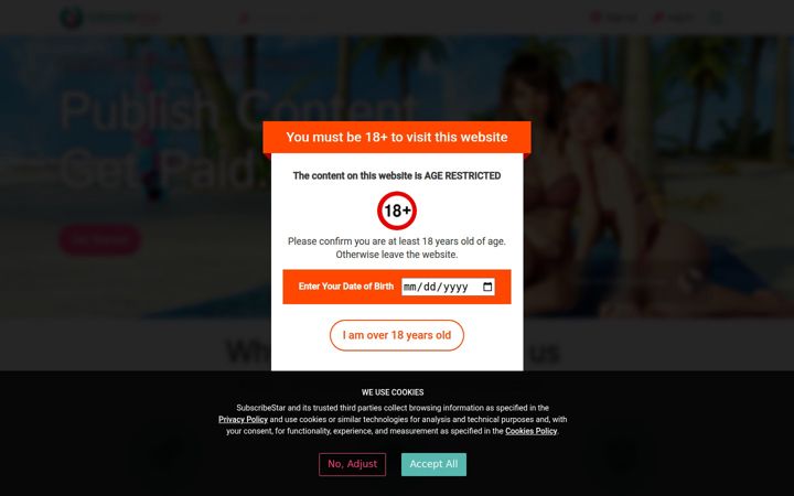 Screenshot of subscribestar.adult