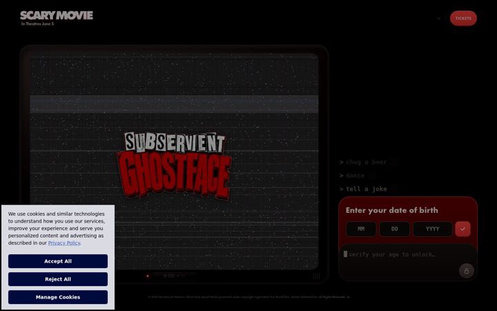 Screenshot of subservientghostface.com
