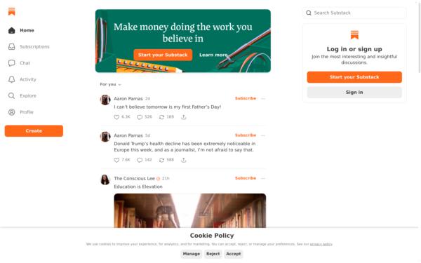Screenshot of substack.com