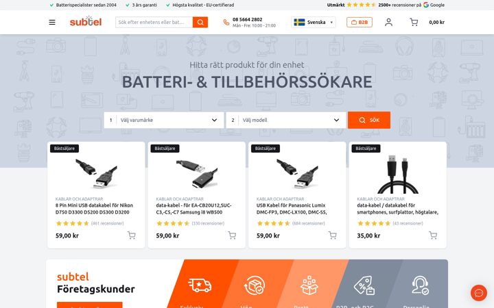 Screenshot of subtel.se