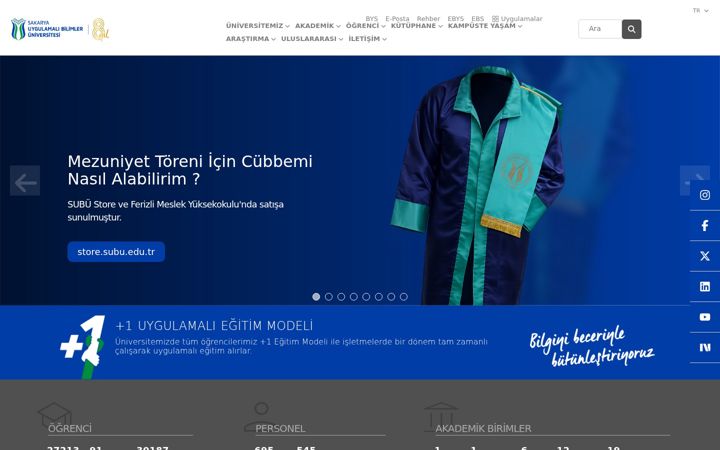 Screenshot of subu.edu.tr
