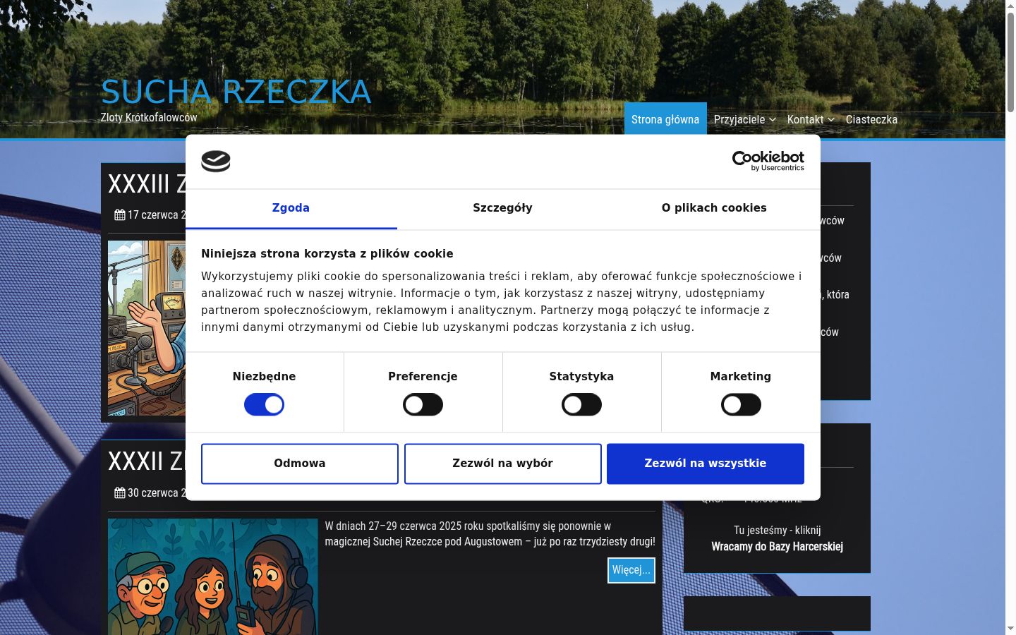 Zrzut ekranu banera zgody wyświetlanego przed jakąkolwiek interakcją