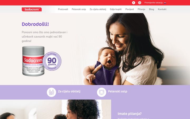 Snímek obrazovky sudocrem.hr