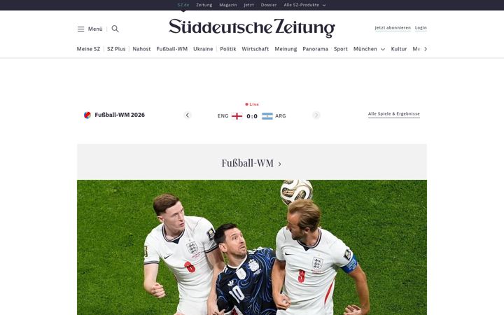 Screenshot ta' sueddeutsche.de