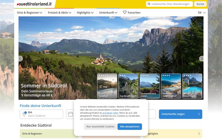 Ekraanipilt saidist suedtirolerland.it