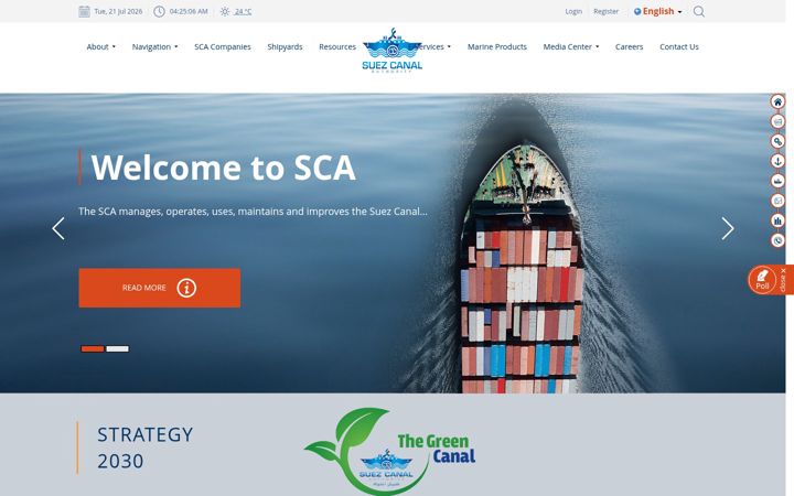 Screenshot of suezcanal.gov.eg