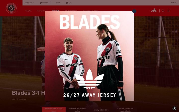 Screenshot of sufc.co.uk
