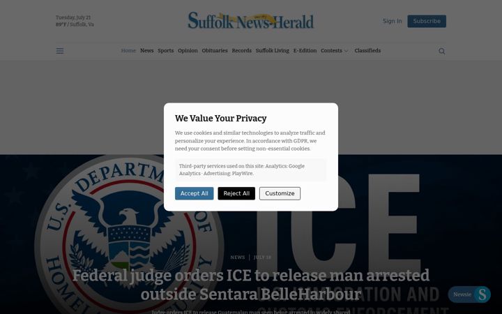 Screenshot of suffolknewsherald.com