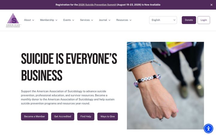 Screenshot of suicidology.org