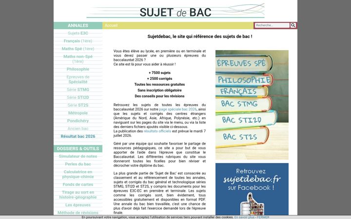 Zrzut ekranu sujetdebac.fr
