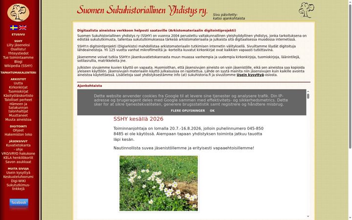 Screenshot of sukuhistoria.fi