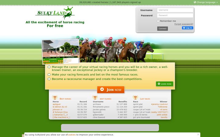 Screenshot of sulkyland.com