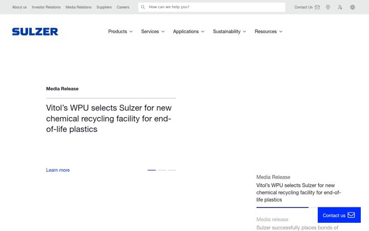 Screenshot of sulzer.com