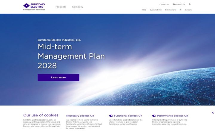 Screenshot of sumitomoelectric.com