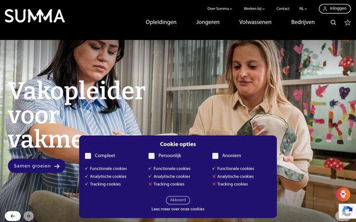 Screenshot of summacollege.nl