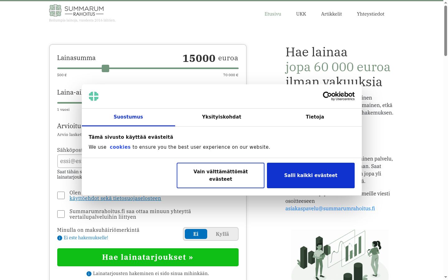 Screenshot des Einwilligungsbanners vor jeglicher Interaktion